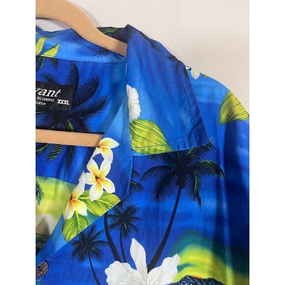 Favant Shirt Men 3X Blue Hawaiian Tropical Volcano Floral Aloha Retro Resort - Picture 8 of 14